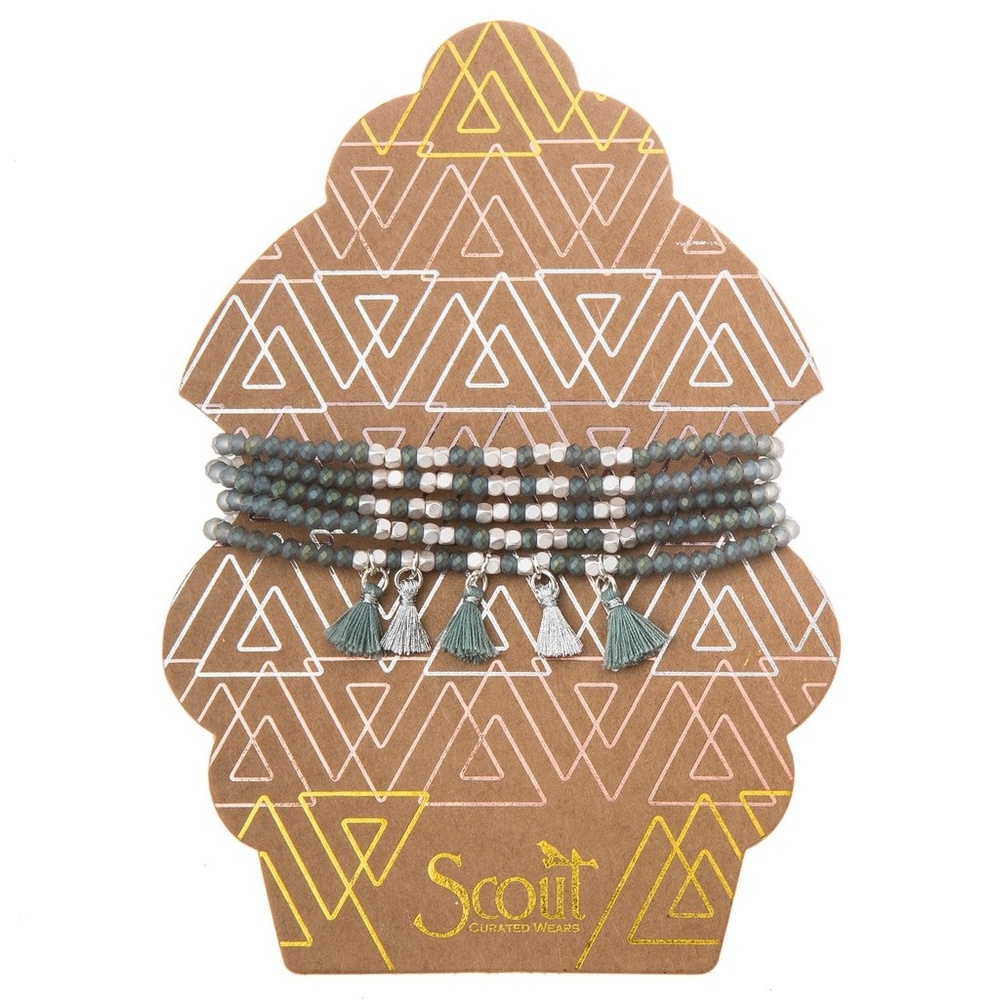 Scout Metallic Tassel Wrap- Mineral/Silver